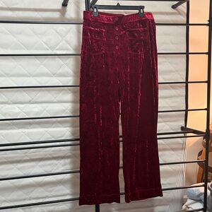 HALARA Burgundy Velvet Wide Leg Pants Size XL Tall NWT